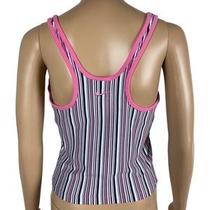 Nike Vintage Style Colorful Y2K Vertical Striped Tankini Tank Top Women Medium